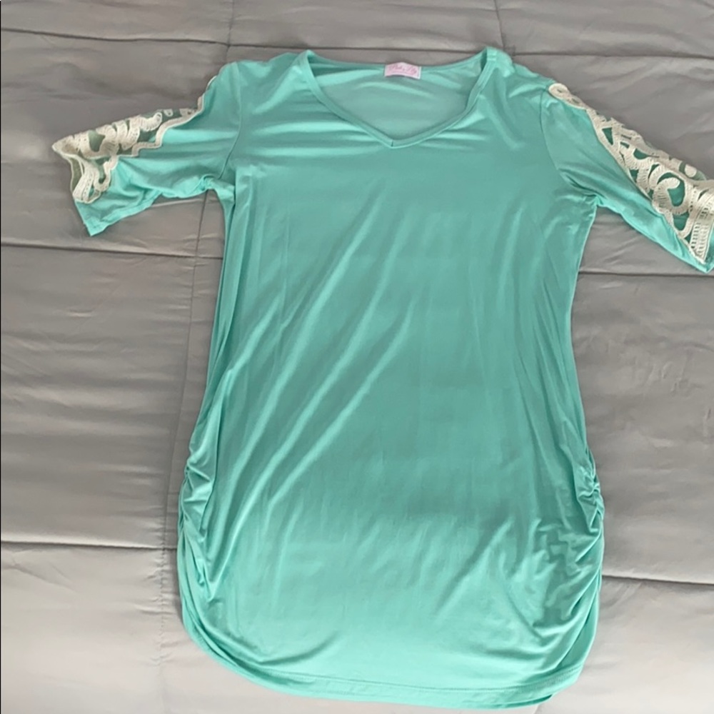 Turquoise Detailed Sleeve Tunic